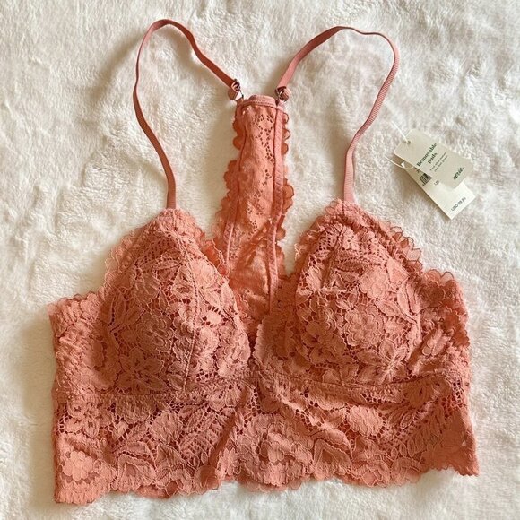 NWT Aerie Coral Bluegrass Lace Padded Racerback Bralette - Size: Small - Picture 2 of 8